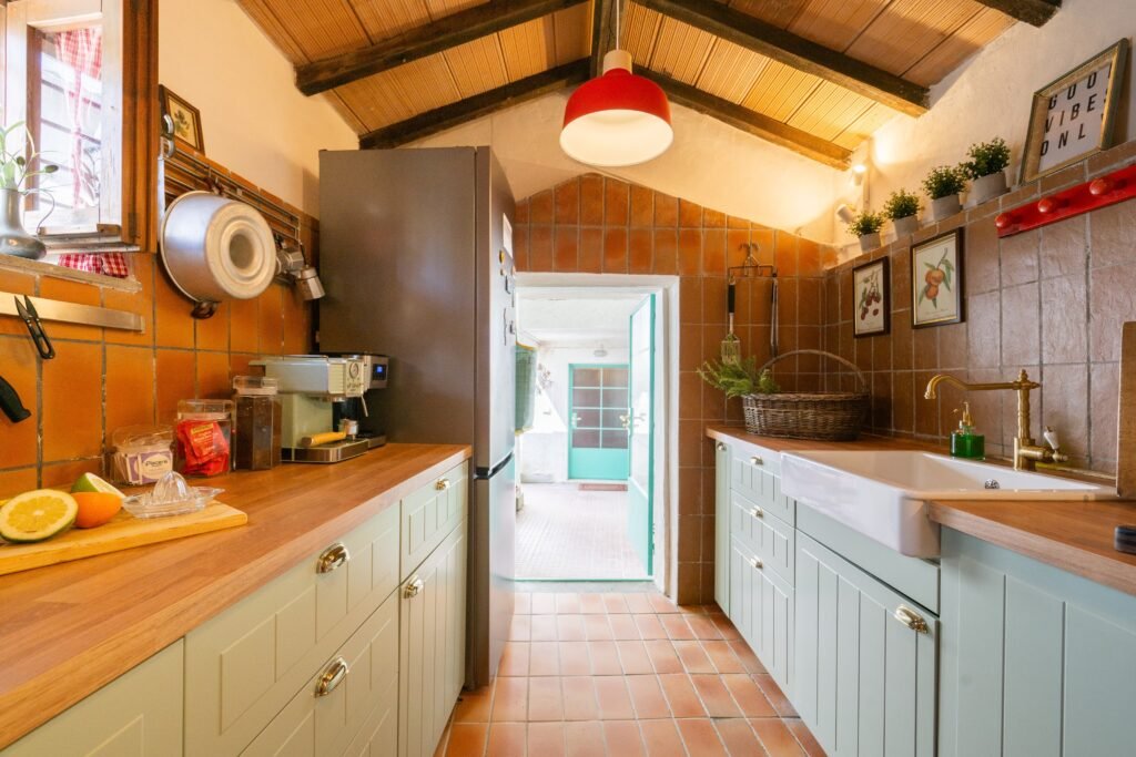Kitchen with sage cabinets, Two Sisters Villa